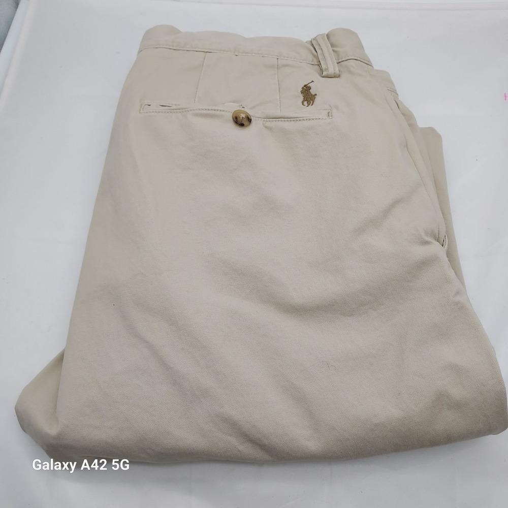Polo Ralph Lauren Mens Stretch Straight Fit Chino Pants Tan Khaki 35x28 Twill